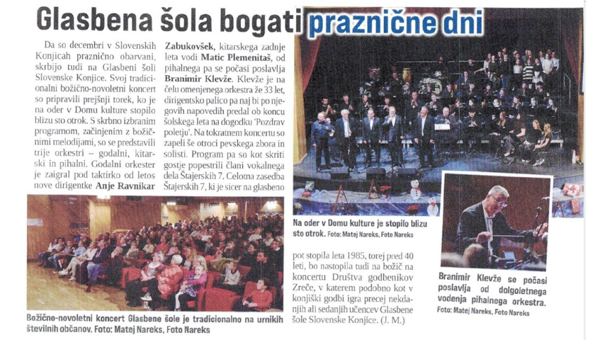 Glasbena šola bogati praznične dni - članek